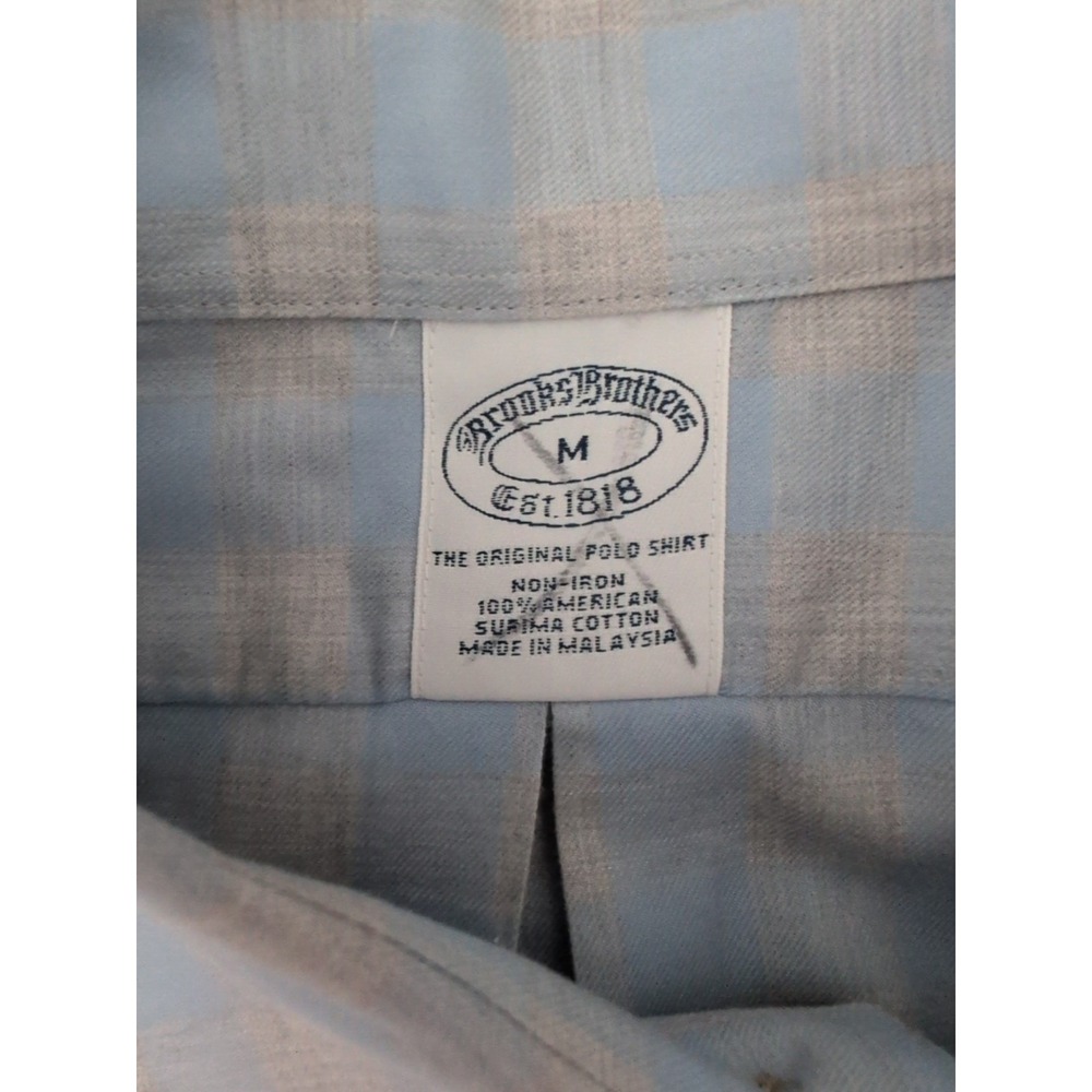 Brooks Brothers Shirt Mens Medium Non Iron Button Down Window Pane Original Polo - Picture 5 of 5